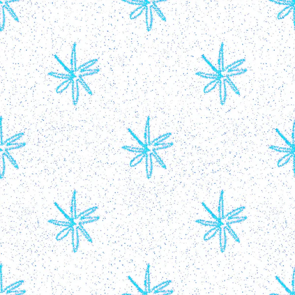 Copos de nieve azules dibujados a mano Christmas Seamless Patt — Foto de Stock