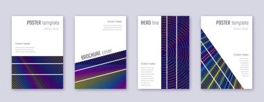 Geometrik broşür tasarım şablonu seti. Gökkuşağı