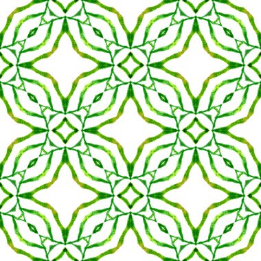 Etnik elle boyanmış desen. Yeşil enfes. 