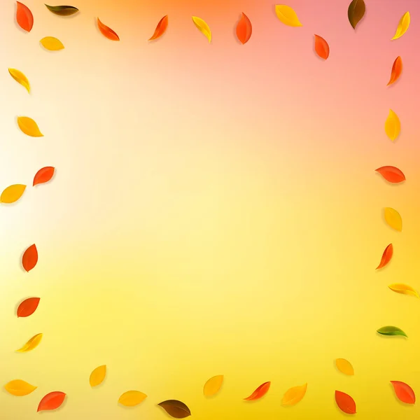 Feuilles d'automne tombantes. Rouge, jaune, vert, brun r — Image vectorielle