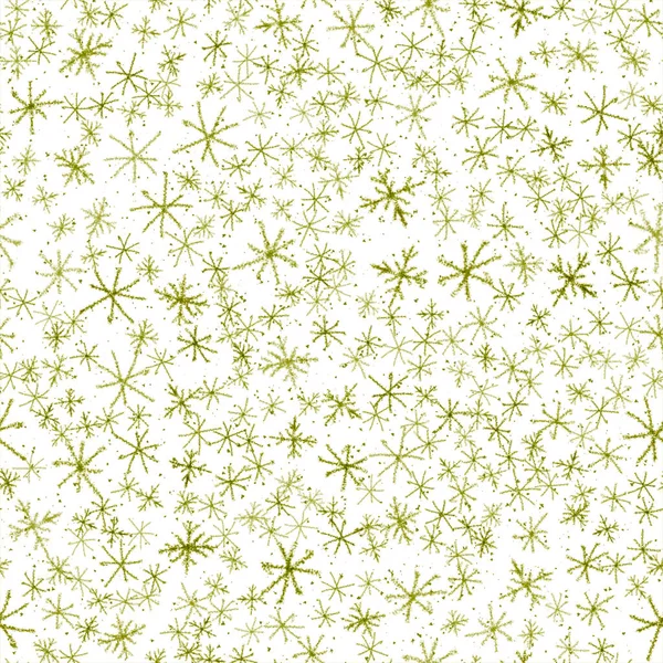 Ręcznie rysowane zielone płatki śniegu Boże Narodzenie bez szwu Pat — Zdjęcie stockowe