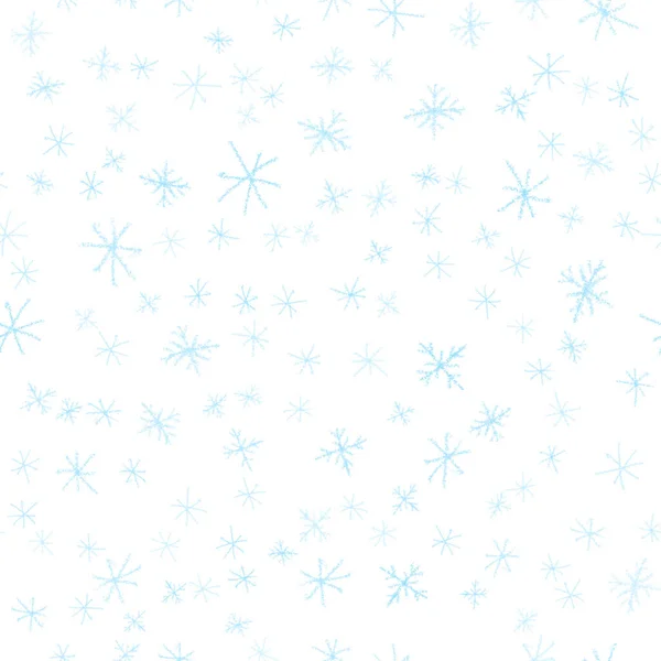 Copos de nieve azules dibujados a mano Christmas Seamless Patt —  Fotos de Stock