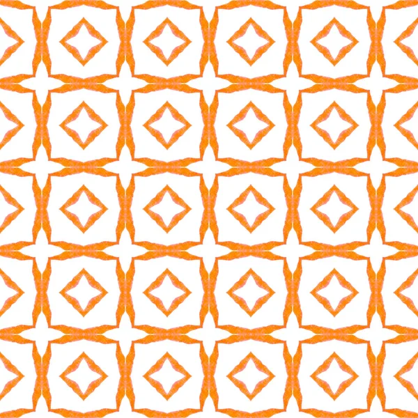 Hand painted tiled watercolor border. Orange — Stock Photo, Image