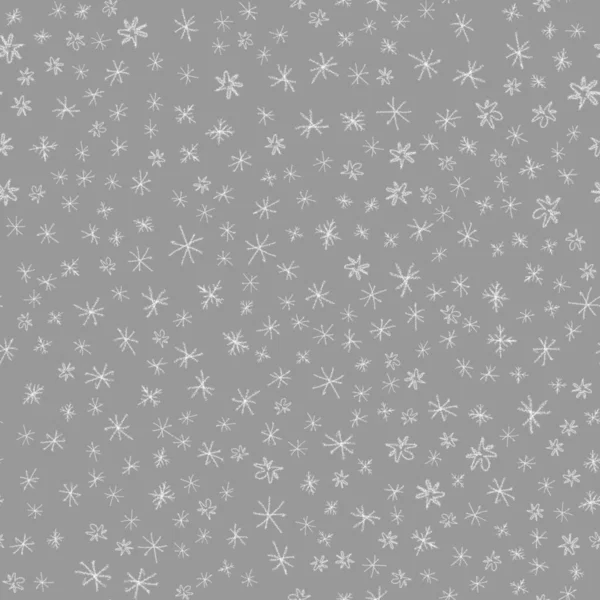 Hand Drawn white Snowflakes Christmas Seamless Pat — Stock Photo, Image