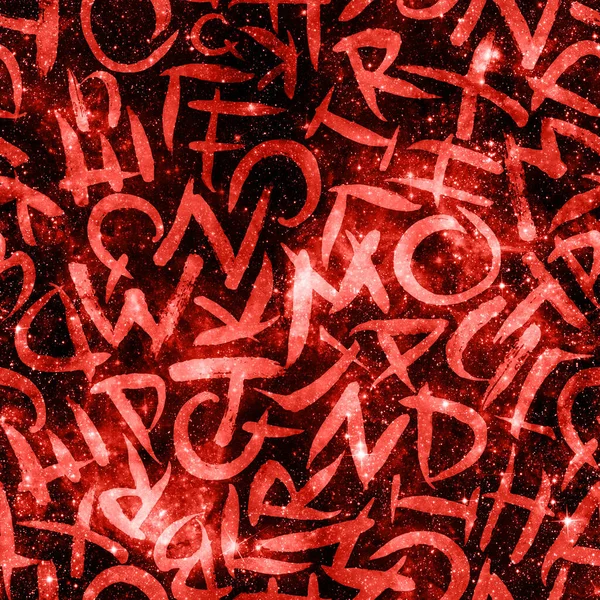 Schrift nahtlose Muster. Hintergrund des Roten Universums. — Stockfoto