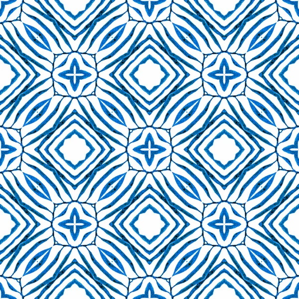 Groene geometrische chevron aquarelrand. Blauw — Stockfoto