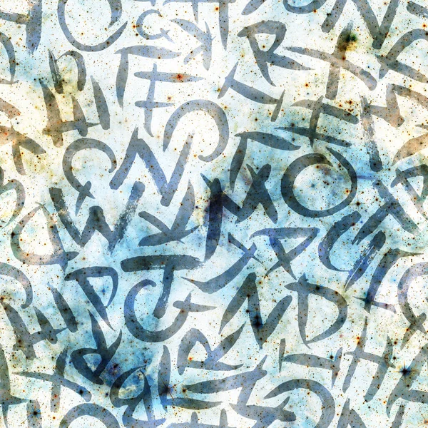 Font seamless pattern. Blue galaxy background. 