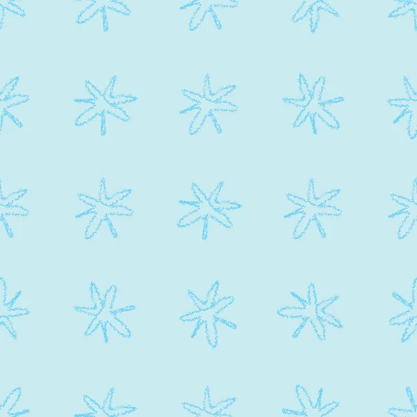 Patt sans couture de Noël de flocons de neige bleu dessiné à la main — Photo