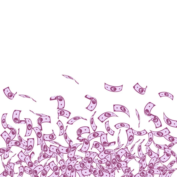 De eurobiljetten van de Europese Unie dalen. Kleine EUR-rekeningen — Stockvector