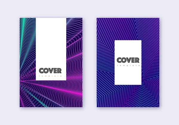 Hipster cover ontwerp template set. Neon abstract l — Stockvector