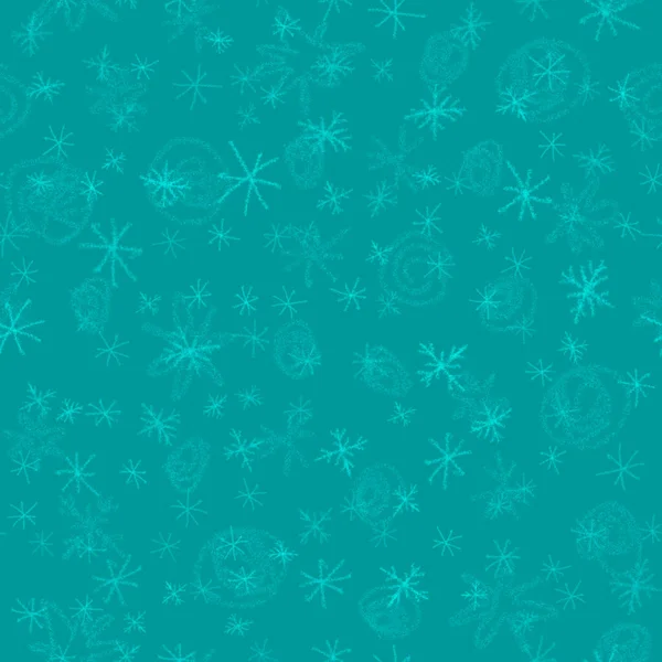 Copos de nieve azules dibujados a mano Christmas Seamless Patt —  Fotos de Stock