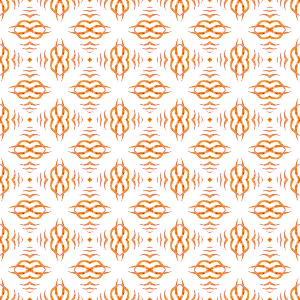 Watercolor summer ethnic border pattern. Orange — Stock Photo, Image