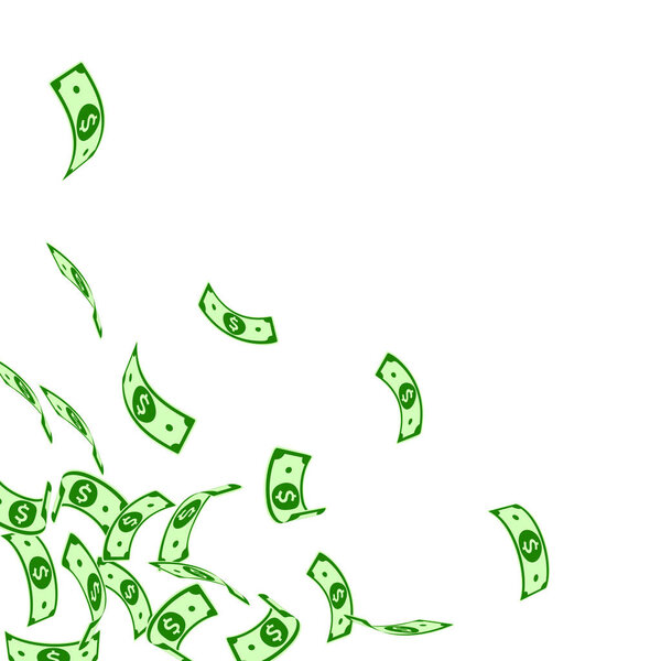 American dollar notes falling. Floating USD bills 