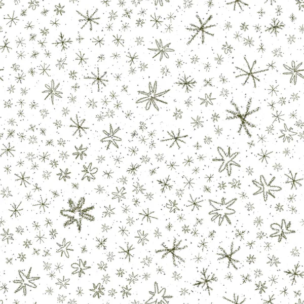 Handgezeichnete graue Schneeflocken Weihnachten nahtlose Patt — Stockfoto