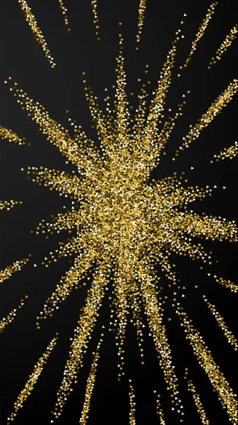 Goldene Dreiecke glitzern luxuriös funkelndes Konfetti. — Stockvektor