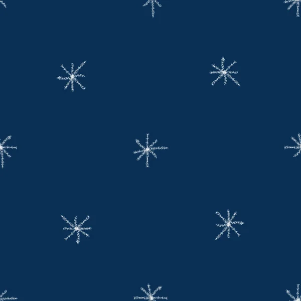 Hand Drawn white Snowflakes Christmas Seamless Pat — Stock Photo, Image