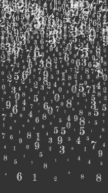 Okul matematik not defteri kapağı. Havada süzülen beyaz tebeşir sayıları. Tahta arka planda matematik afişi var. Düşen sayılar vektör illüstrasyonu.