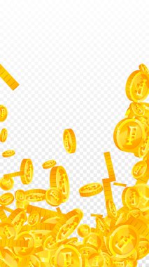 İsviçre frangı para yağıyor. Altın dağınık CHF paraları. İsviçre parası. Küresel finansal kriz konsepti. Vektör illüstrasyonu.