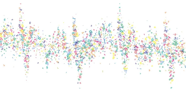 Uçan renkli rakamlar ve sayılar. Okul matematik not defteri kapağı. Beyaz arka planda matematik afişi. Düşen sayılar vektör illüstrasyonu.