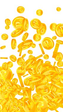 Russian ruble coins falling. Scattered gold RUB coins. Russia money. Great business success concept. Vector illustration.