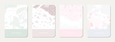 Broşür kapağı tasarımı. Doğal taşlar, granit, kuvars ve mermerden yapılmış terrazzo soyut arka plan. Venedik Terrazzo Doku Broşürü.