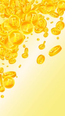 İsviçre frangı para yağıyor. Altın dağınık CHF paraları. İsviçre parası. Küresel finansal kriz konsepti. Vektör illüstrasyonu.