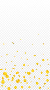 İsviçre frangı para yağıyor. Altın dağınık CHF paraları. İsviçre parası. Büyük iş başarısı konsepti. Vektör illüstrasyonu.