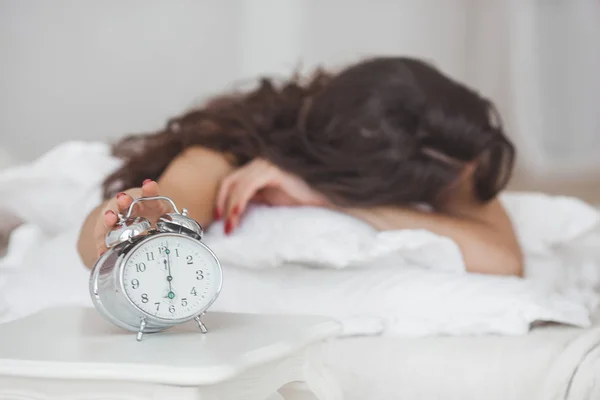 Sleepy Woman Don Want Wake Morning — Stock Photo, Image