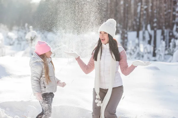 Neşeli aile kışın dışarıda eğleniyor