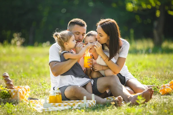 ピクニックの幸せな家族 — ストック写真