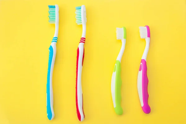 Toothbrushes Colorful Bright Background Family Hygiene Concept — Stock Photo, Image