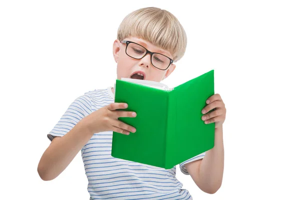 Маленький Милий Хлопчик Тримає Книжки — стокове фото