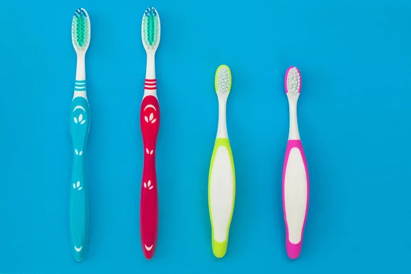 Toothbrushes Colorful Bright Background Family Hygiene Concept — Stock Photo, Image