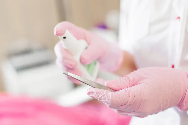 Close Still Hands Making Disinfection Background Sterilization Hands Medical Equipment — Stock Photo, Image