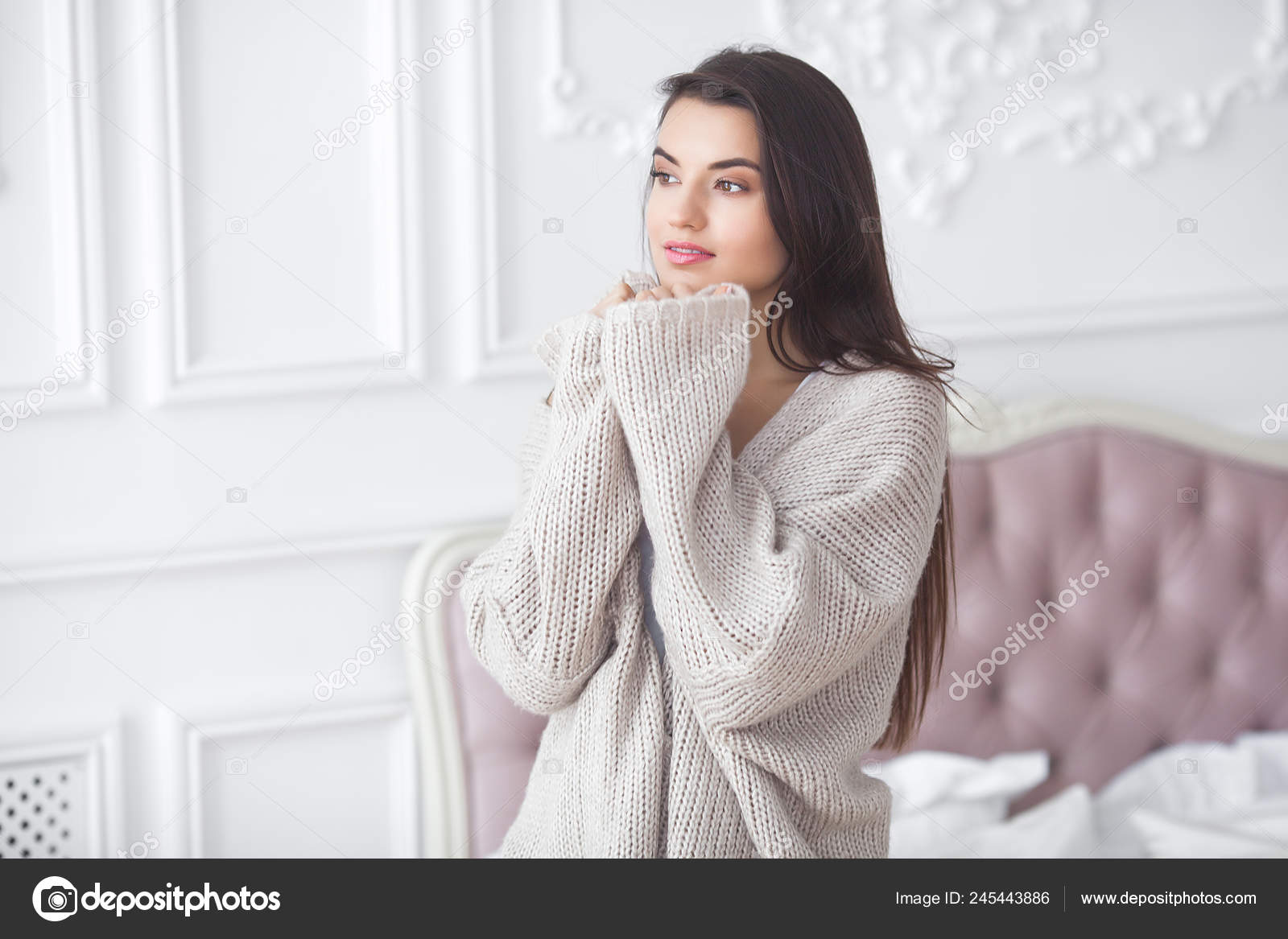 Portrait of Young and Beautiful Woman in Casual Clothes in the
