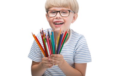 Sevimli öğrenci Beyaz arka plan üzerinde izole