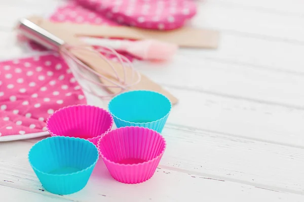 Kitchenware Flatlay Top View Fitchen Devices Bakery Stuff Housekeeper Background — Stock Photo, Image