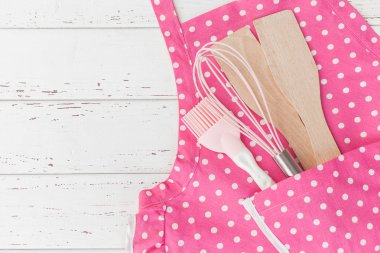 Mutfak eşyaları flatlay. Üstten Görünüm fitchen cihazların. Fırın malzeme. Kahya arka plan. Ev yapımı yiyecek.