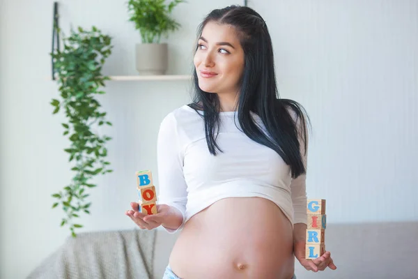 Fiatal Terhes Bent Közelkép Egy Várandós Nőről Gyönyörű Várja Kisbabáját — Stock Fotó