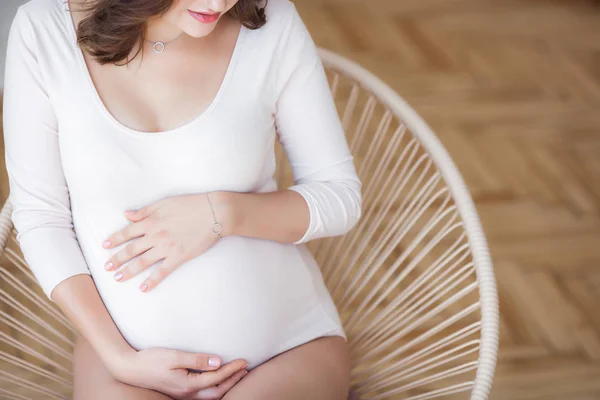 Una Joven Atractiva Esperando Que Nazca Bebé Hermosa Mujer Embarazada — Foto de Stock