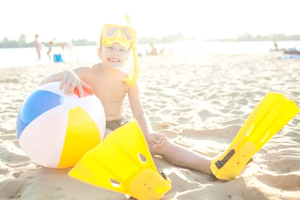 Schattig Kind Het Strand Grappig Kind Zomer — Stockfoto