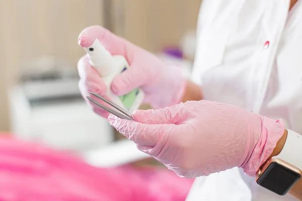 Close Still Hands Making Desinfaction Background Sterilization Hands Medical Equipment — Stock Photo, Image