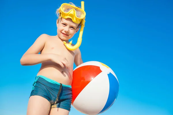 Schattig Kind Het Strand Grappig Kind Zomer — Stockfoto