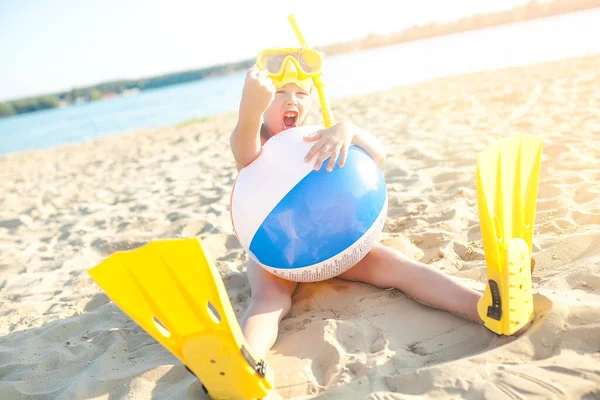 Schattig Kind Het Strand Grappig Kind Zomer — Stockfoto