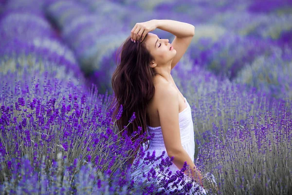 Close Portrait Beautiful Young Woman Lavender Field Royalty Free Stock Images