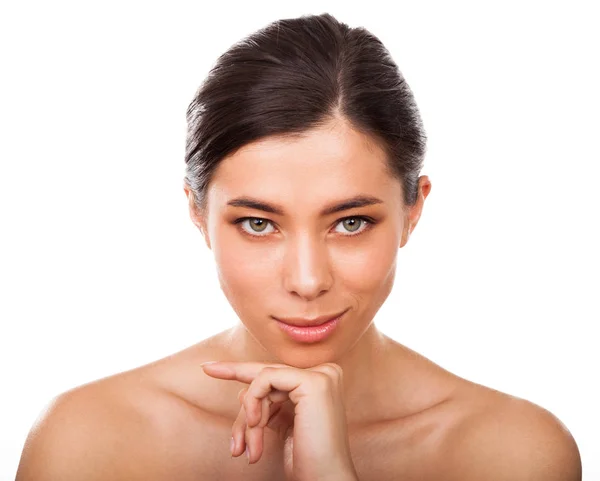 Retrato Hermosa Mujer Asiática Joven Con Piel Perfecta Maquillaje Natural — Foto de Stock