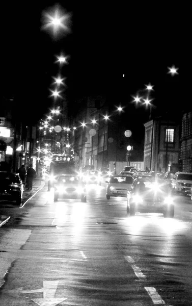 Stad Lichten Lantaarns Nacht Street Europa Praag Straatverlichting Auto Verlichting — Stockfoto