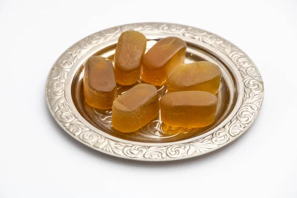 lezzetli tatlı şeker gıda marmelad gümüş bir daire üzerinde