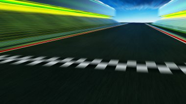 Infinity hareket görünümünü bulanıklık boş asfalt uluslararası yarış başlangıç ve bitiş çizgisine izleyin .