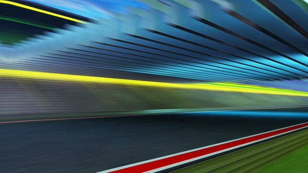 Side View Motion Blur Empty Asphalt International Race Track Red — Stock Photo, Image